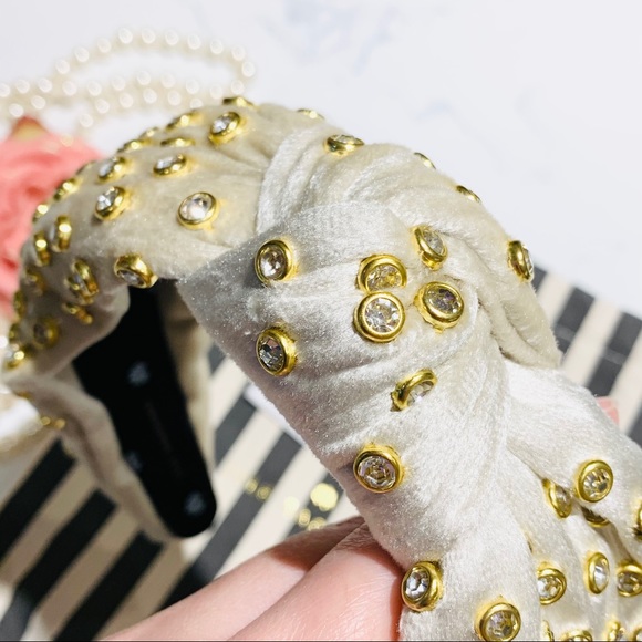 Lele Sadoughi Crystal Knotted Headband in Ivory main image 6